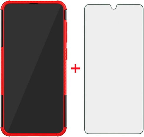 Asuwish Phone Case for Samsung Galaxy A20 A30 with Tempered Glass Screen Protector and Slim Stand Hybrid Heavy Duty Rugged Protective Cell Cover M10s A 30 20A SM A205G Kickstand Mobile Women Red