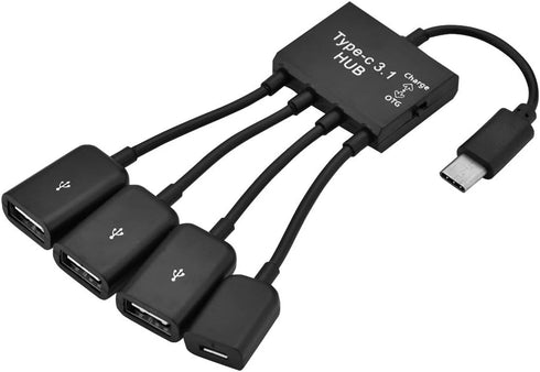 4 in 1 USB3.1 Type C HUB - Type C Male to 3 USB 2.0 Female Ports, OTG Function Supported
