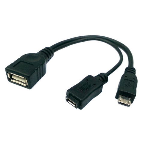 chenyang Micro USB Male to USB 2.0 Female OTG Cable with Micro USB Auxiliary Power Supply