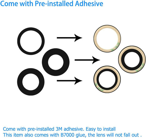 Vimour 15 (2 Sets) Rear Camera Lens Glass Replacement for iPhone Pro Max Pre-Installed Adhesive with Installation