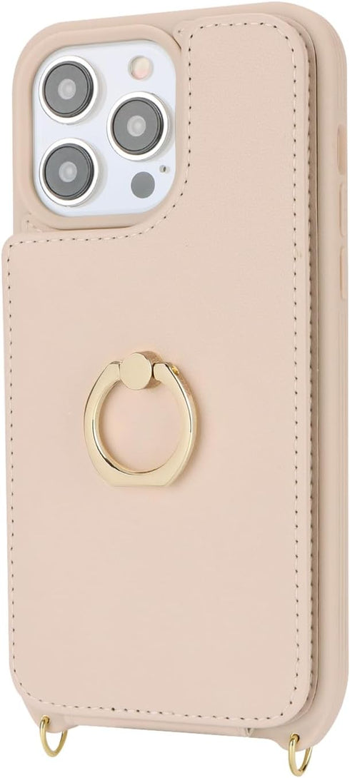 iPhone 13 Pro Max/iPhone 12 Pro Max Case with Card Holder, Crossbody Strap Lanyard, Snap Clasp Wallet Case 6.7 inch
