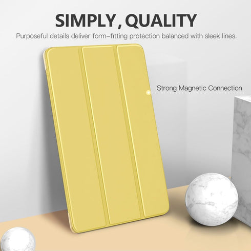 MoKo Case Fit Samsung Galaxy Tab S5e 2019, Ultra Thin Slim Shell Trifold Stand Cover with Frosted Back with Auto Wake & Sleep for Galaxy Tab S5e SM-T720/SM-T725 2019 Tablet, Light Yellow