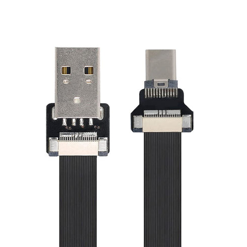 xiwai 2.0M USB 2.0 Type-A Male to Type-C Male Data Flat Slim FPC Cable for Disk, FPV & Phone