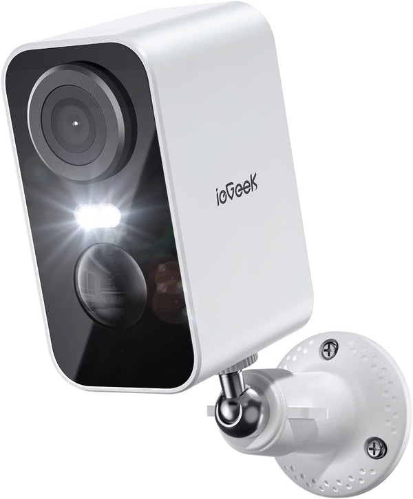 ieGeek Wireless Outdoor Security Cameras, 2K 3MP Battery Powered WiFi with Spotlight & Siren Alarm, 2-Way Audio, Color