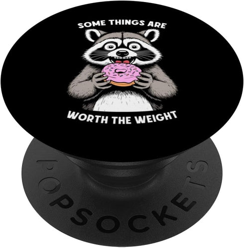 Donut Lover Raccoon Funny Pink Doughnut Sprinkles PopSockets Standard PopGrip