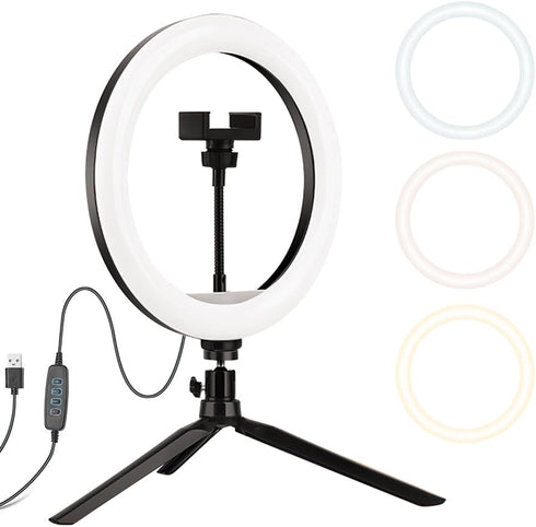 HomeBeyond 10" Selfie Ring Light with Tripod & Phone Holder Dimmable LED Circle