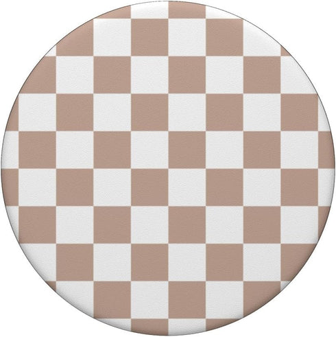 Checkerboard Brown and White Checkered Pattern PopSockets Standard PopGrip