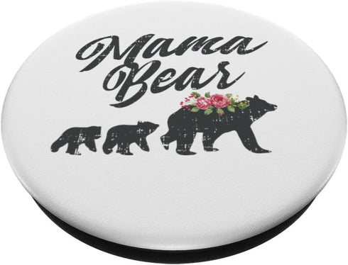 Mama Bear Family Cute Floral Mothers Day Mommy Gift PopSockets Swappable PopGrip