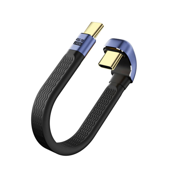 QIANRENON 240W USB4.0 C PD Fast Charging Cable, 40Gbps Type C U Angle Short Cable for Phone Thunderbolt 3/4, 13cm/5.1in