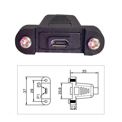 cablecc Micro USB 5Pin Male to Female Extension Panel Mount Type Cable, 50cm