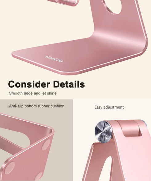 HaoCria 17 16, 15, 14, 13 12 XS,4-8" Cell Phone Stand for Desk- Adjustable Phone Stand Holder, Cradle, Dock, Desktop