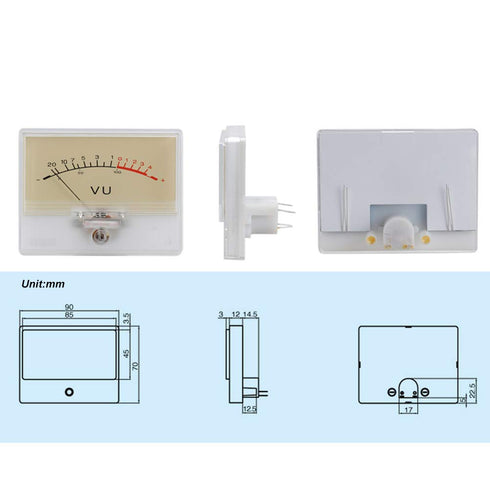 T-90 VU Meter Header DB Test Meter Amplifier Level with Light Bulb Audio for Recording Studio Car Audio Transform