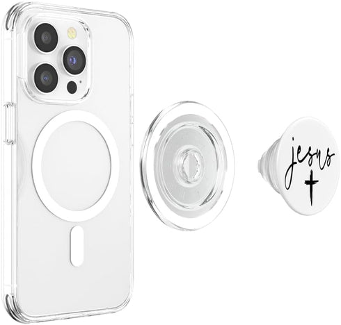 PopSockets PopGrip for MagSafe Jesus Cross Love Faith Easter Christmas Black Font White