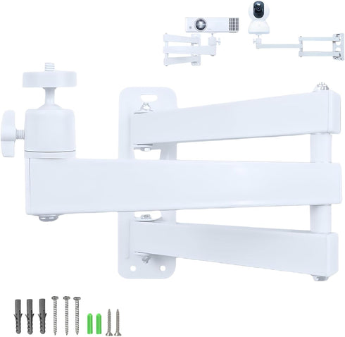 Foldable Projector Wall Mount | White Heavy-Duty | 1/4" Screw | 360