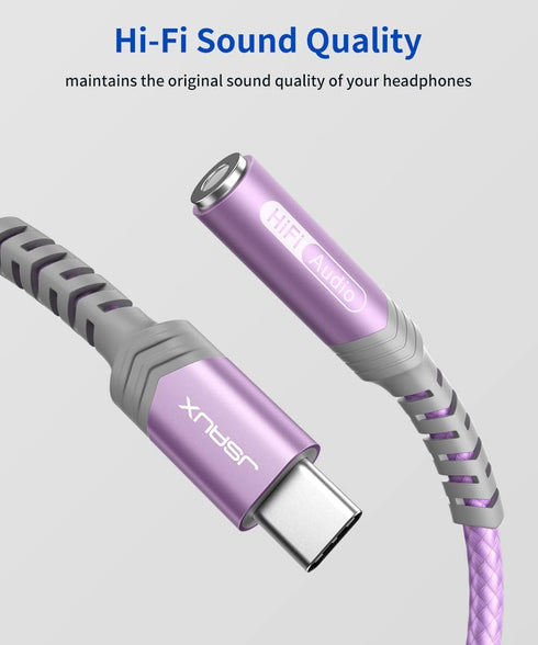 JSAUX USB Type C to 3.5mm Female Headphone Jack Adapter, Compatible with iPhone 15 Pro Max/15 Pro/15 Plus, Samsung