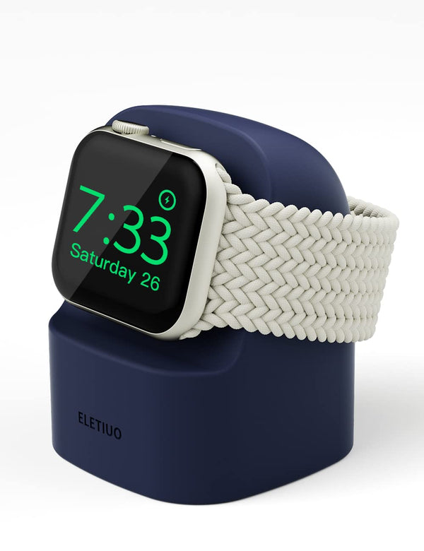 ELETIUO Charger Stand Compatible with Apple Watch Series 49/46/45/44/42/41/40/38mm iWatch Ultra2/Ultra/10/9/8/SE2/7/6/SE/5/4/3/2/1,Silicone Charging Dock