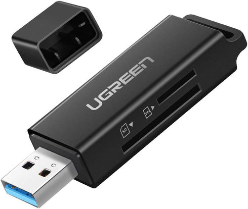 UGREEN 3.0 MMC, RS-MMC, SD Card Reader - Portable USB Dual Slot Flash Memory Card Adapter Hub for SDXC, SDHC, TF, Micro