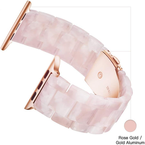 Light Apple Watch Band, Fashion Resin for Series 9 8, Compatible with 40mm for Women (Flower Pink)