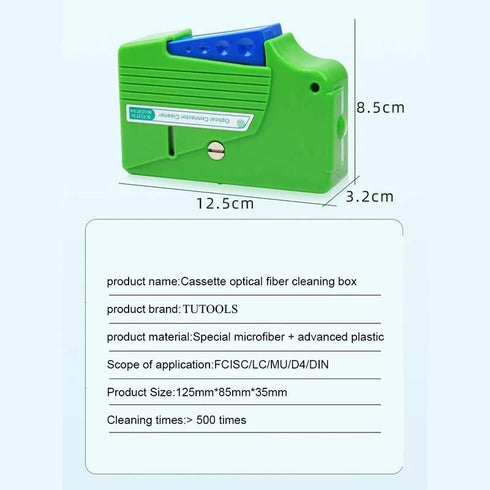 Cassette Fiber Optical Connector Cleaner,Fiber Optic Cleaning for 1.25mm/2.5mm,SC,FC,ST,MU,LC, Fiber Optic Cleaning Box Cleans Over 500 Times