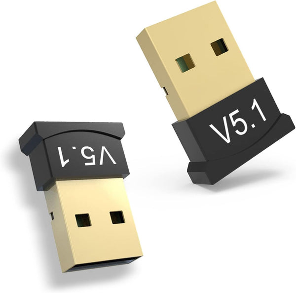 2 Pack Bluetooth Adapter for PC, Wansurs USB Bluetooth 5.1 EDR Dongle Wireless Receiver for Desktop, Laptop, Headphones