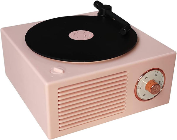 Classic Style Bluetooth Speaker, Old Fashioned Pink Vinyl Record Player Look, Creative Gift for Girls by KintiSun