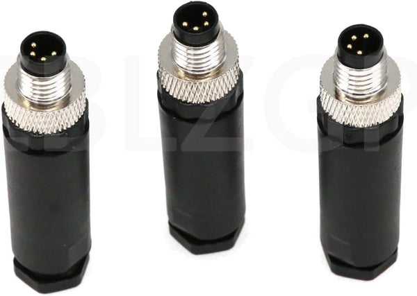 M8 4Pin Male Connector Industrial Sensor Waterproof IP67 A Coding Circular Aviation Connector, 3Pack