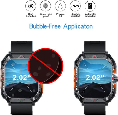 Compatible for FreeDvigor 2.02'' Smart Watches Screen Protector, PET HD Protective Film Compatible for Bgulong/Cheerall/FreeDvigor H22 2.02 Inches Smart Watch (6PCS)
