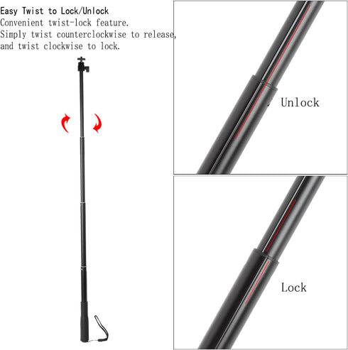 Leenconghui 37inch 3 Selfie Stick Gimbal Extension Pole+Tripod Mount Kit fit for DJI Osmo Pocket
