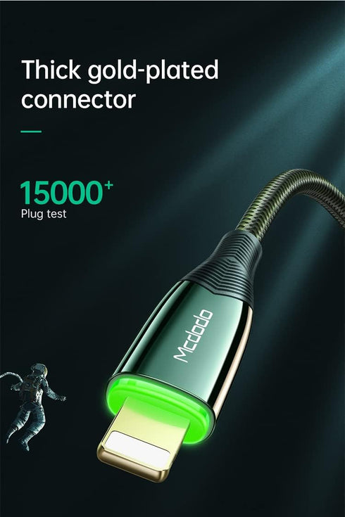 mcdodo Smart LED Auto Disconnect Nylon Braided Sync Charge USB Data Cable (6FT) Compatible with iPhone 14/13/12/11