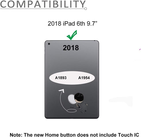 A1893 A1954 Screen Replacement Kit for iPad 6 (6th Gen) - Digitizer Touch Glass 9.7 inch 2018 with Home Button