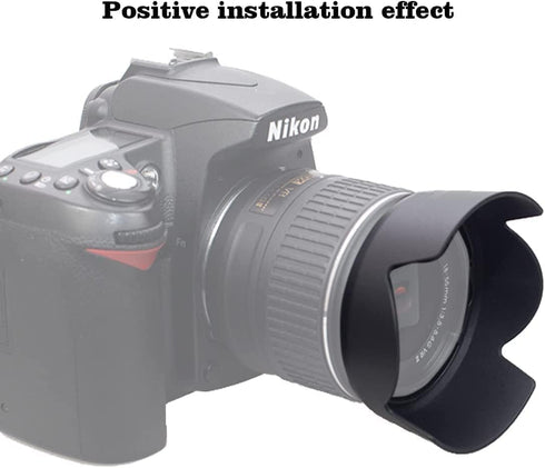HB-69 Lens Hood Shade for Nikon AF-S DX 18-55mm f/3.5-5.6GVR II, 52mm Digital Tulip Flower Lens Hood Black