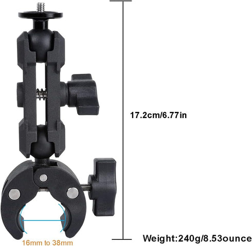 PellKing Motorcycle Camera Mount for Insta360 Go 3, 360 Rotation Metal Clamp Holder for Bike Handlebar