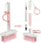 Soft Brush Keyboard Cleaner, 7 in 1 Computer Cleaning Tool Kit for Bluetooth Headset, Laptop, Camera Lens (Pink)