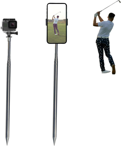 Golf Monopod Selfie Stick, Portable Phone Camera Spike Stake for Recording Golf Swing, Training Aid