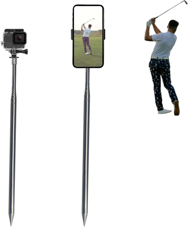 Golf Monopod Selfie Stick, Portable Phone Camera Spike Stake for Recording Golf Swing, Training Aid