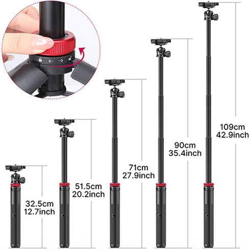 ULANZI MT-44 59" 2 1 360 Extendable Phone Tripod, Selfie Stick Vlog Stand with in Phone Clip, Ball Head Camera Tripod