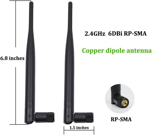 HIGHFINE 2 2.4GHz 6dBi 802.11n/b/g 2 20cm/8" x Indoor Omni-Directional WiFi Antenna RP-SMA Female Connector + x
