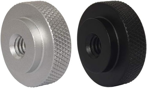 2 Pack 25mm Large Knurled Edge 1/4"-20 Female Thumb Wheel Lock Nut Adapter (Black) by Evaty