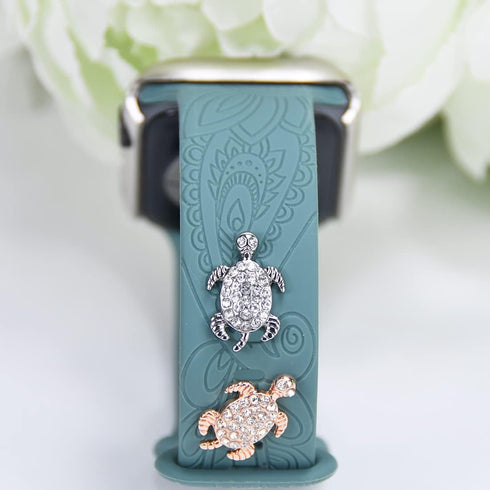 Silver Rose Gold Sea Turtle Watch Band Charms for Apple Watch Band for Women, Christmas Holiday Accessories
