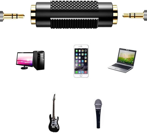 3.5mm (1/8 Inch) Stereo Jack Female to Female Adapter Connector, Gold Plated (4 Pack)