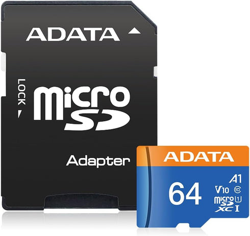 ADATA 64GB 10 V10 A1 100 (AUSDX64GUICL10A1-RA1) Premier MicroSDHC/SDXC UHS-I Class Memory Card with Adapter Read up