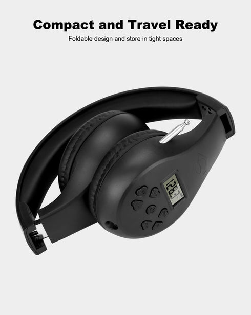 Portable Personal FM Radio Headphones with Best Reception, Wireless Headset FM Radio Ear Muffs for Walking, Jogging