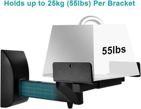 Monoprice Universal Bookshelf Speaker Wall Mount Brackets, Swivel, Tilt, for Large Bookshelf/Surround Sound Speakers