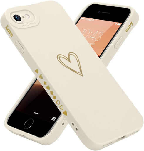 Teageo Cute Luxury Heart Phone Case for iPhone SE 2022, SE 2020, iPhone 7, iPhone 8, Soft Anti-Scratch Full Camera Lens