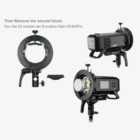 Godox S2 Speedlite S-Type Bracket Bowens Mount for Godox V1 AD200Pro AD400Pro, Precise Tilt Control and Umbrella Mount