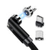 Magnetic Charging Cables 3in1, 540° Rotation Cable Sets for Smartphones (0.6ft+6.6ft), Black, 6pcs