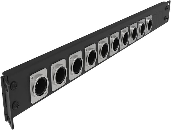 Jingchengmei 12 Port Hinged Patch Panel - 1U 19" Rack Mount D-Type Connectors, Black (H1U12D)