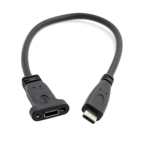 cablecc USB-C USB 3.1 Type C Male to Female Extension Data Cable with Panel Mount Screw Hole