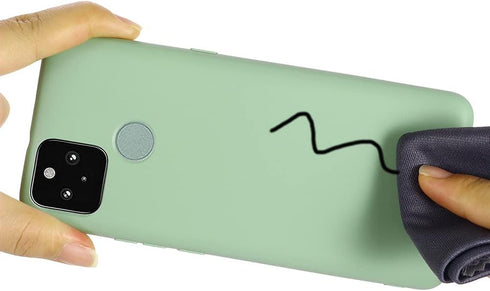 Cute Case for Pixel 5a - Green Silicone Cover for 5a 5G, Soft Rubber Gel Case with Lanyard, Girly Phone Case Women Case