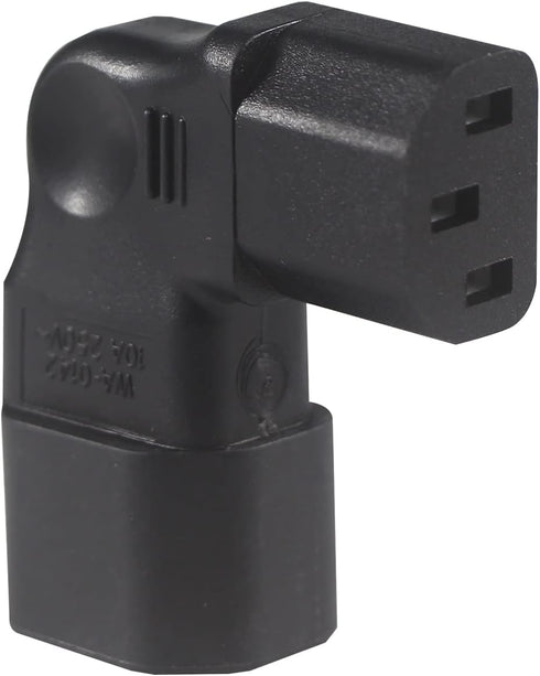 Right Angle C13 to C14 IEC AC Plug Adapter, 2 Pack, 90 Degree Design, PVC, Pure Copper, 250VAC 10A Max